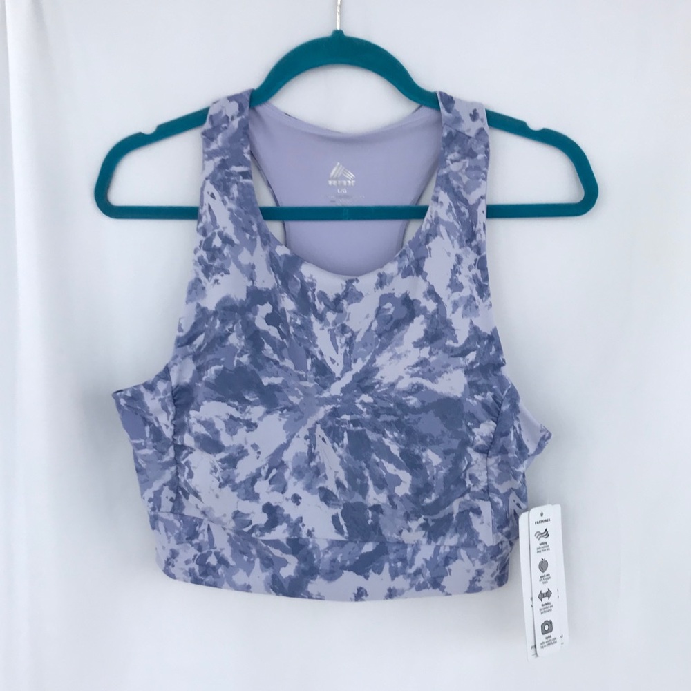 RBX Purple Watercolor Tie Dye Cropped Padded Tank Top NWT